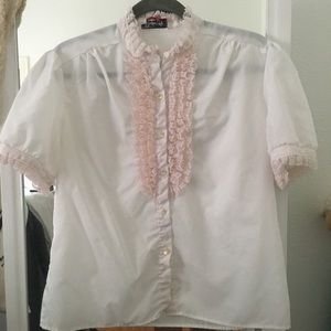 Vintage small pink ruffle top